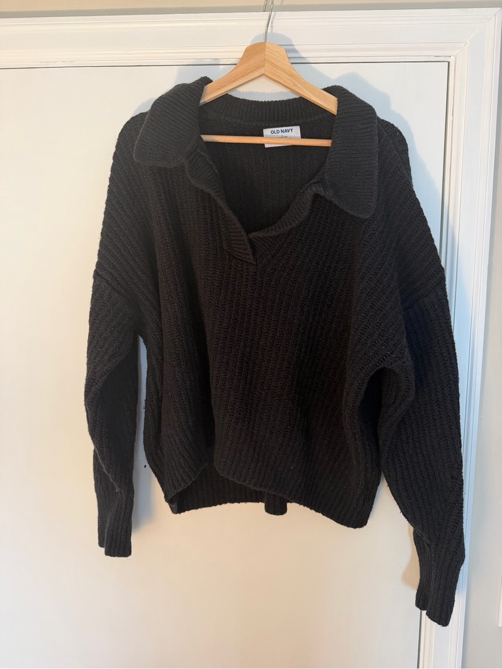 Old Navy Black Collared Knit Pullover Sweater